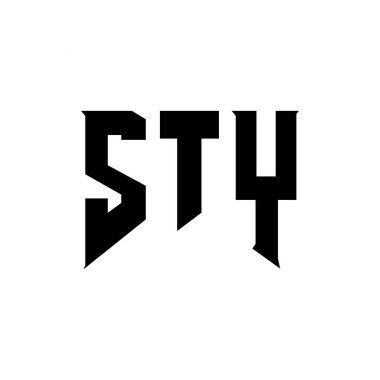 Teknoloji şirketi için STY mektup logosu tasarımı. STY logo tasarımı siyah ve beyaz renk kombinasyonu. STY logosu, STY vektörü, STY tasarımı, STY simgesi, STY alfabesi. STY tipografi logosu tasarımı