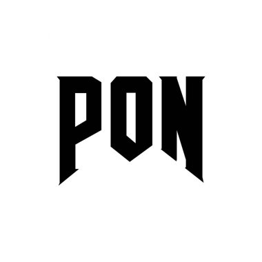 Teknoloji şirketi için PON mektup logosu tasarımı. PON logo tasarımı siyah ve beyaz renk kombinasyonu. PON logosu, PON vektörü, PON tasarımı, PON simgesi, PON alfabesi. PON tipografi logosu tasarımı