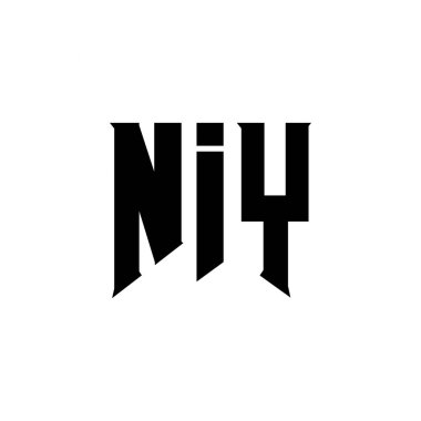 Teknoloji şirketi için NIY mektup logosu tasarımı. NIY logo tasarımı siyah ve beyaz renk kombinasyonu. NIY logosu, NIY vektörü, NIY tasarımı, NIY simgesi, NIY alfabesi. NIY tipografi logosu tasarımı