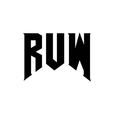Teknoloji şirketi için RUW harf logosu tasarımı. RUW logosu siyah ve beyaz renk kombinasyonu tasarladı. RUW logosu, RUW vektörü, RUW tasarımı, RUW simgesi, RUW alfabesi. RUW tipografi logosu tasarımı