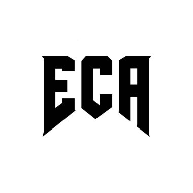 Teknoloji şirketi için ECA mektup logosu tasarımı. ECA logo tasarımı siyah ve beyaz renk kombinasyonu. ECA logosu, ECA vektörü, ECA tasarımı, ECA simgesi, ECA alfabesi. ACA tipografi logosu tasarımı