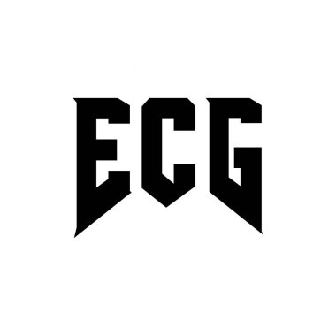 Teknoloji şirketi için ECG harf logosu tasarımı. ECG logo tasarımı siyah ve beyaz renk kombinasyonu. ECG logosu, ECG vektörü, ECG dizaynı, ECG simgesi, ECG alfabesi. ECG tipografi logosu tasarımı