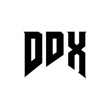 Teknoloji şirketi için DDX mektup logosu tasarımı. DDX logo tasarımı siyah ve beyaz renk kombinasyonu. DDX logosu, DDX vektörü, DDX tasarımı, DDX simgesi, DDX alfabesi. DDX tipografi logosu tasarımı