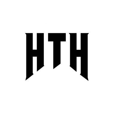 Teknoloji şirketi için HTH harf logosu tasarımı. HTH logo tasarımı siyah ve beyaz renk kombinasyonu. HTH logosu, HTH vektörü, HTH tasarımı, HTH simgesi, HTH alfabesi. HTH tipografi logosu tasarımı