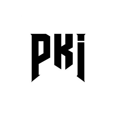 PKI letter logo design for technology company. PKI logo design black and white color combination. PKI logo, PKI vector, PKI design, PKI icon, PKI alphabet. PKI typography logo design clipart