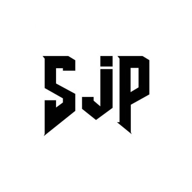 Teknoloji şirketi için SJP harf logosu tasarımı. SJP logo tasarımı siyah ve beyaz renk kombinasyonu. SJP logosu, SJP vektörü, SJP tasarımı, SJP simgesi, SJP alfabesi. SJP tipografi logosu tasarımı