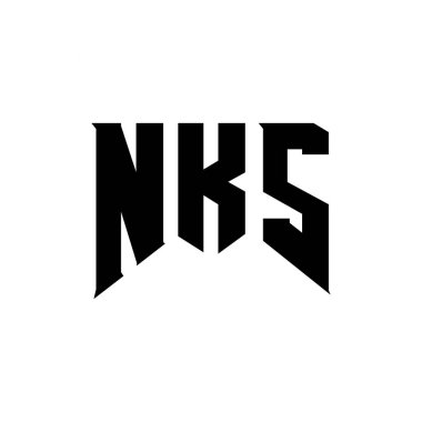 Teknoloji şirketi için NKS mektup logosu tasarımı. NKS logo tasarımı siyah ve beyaz renk kombinasyonu. NKS logosu, NKS vektörü, NKS dizaynı, NKS simgesi, NKS alfabesi. NKS tipografi logosu tasarımı