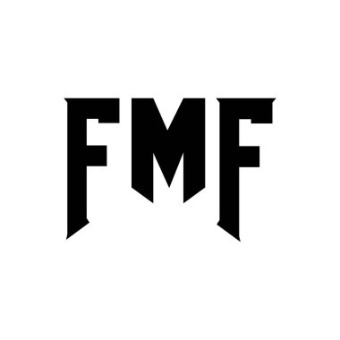 Teknoloji şirketi için FMF mektup logosu tasarımı. FMF logo tasarımı siyah ve beyaz renk kombinasyonu. FMF logosu, FMF vektörü, FMF tasarımı, FMF simgesi, FMF alfabesi. FMF tipografi logosu tasarımı