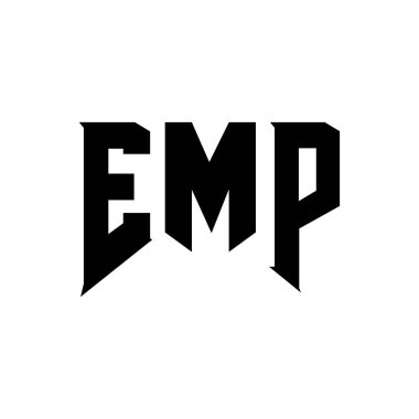 Teknoloji şirketi için EMP mektup logosu tasarımı. EMP logosu siyah ve beyaz renk kombinasyonu tasarladı. EMP logosu, EMP vektörü, EMP tasarımı, EMP simgesi, EMP alfabesi. EMP tipografi logosu tasarımı