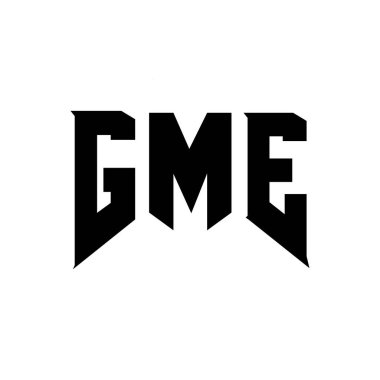 Teknoloji şirketi için GME harf logosu tasarımı. GME logo tasarımı siyah ve beyaz renk kombinasyonu. GME logosu, GME vektörü, GME tasarımı, GME simgesi, GME alfabesi. GME tipografi logo tasarımı