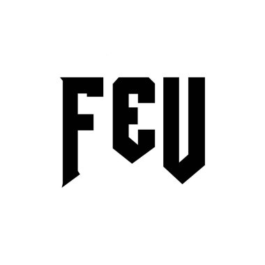 Teknoloji şirketi için FEU mektup logosu tasarımı. FEU logo tasarımı siyah-beyaz renk kombinasyonu. FEU logosu, FEU vektörü, FEU tasarımı, FEU simgesi, FEU alfabesi. FEU tipografi logosu tasarımı