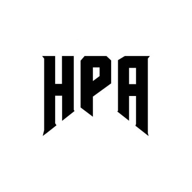 HPA letter logo design for technology company. HPA logo design black and white color combination. HPA logo, HPA vector, HPA design, HPA icon, HPA alphabet. HPA typography logo design clipart