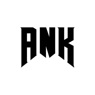 Teknoloji şirketi için ANK mektup logosu tasarımı. ANK logo tasarımı siyah-beyaz renk kombinasyonu. ANK logosu, ANK vektörü, ANK tasarımı, ANK simgesi, ANK alfabesi. ANK tipografi logosu tasarımı.