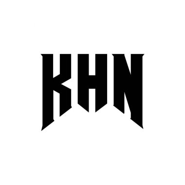 KHN letter logo design for technology company. KHN logo design black and white color combination. KHN logo, KHN vector, KHN design, KHN icon, KHN alphabet. KHN typography logo design clipart