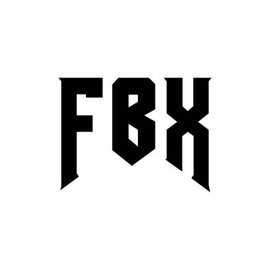 FBX letter logo design for technology company. FBX logo design black and white color combination. FBX logo, FBX vector, FBX design, FBX icon, FBX alphabet. FBX typography logo design clipart