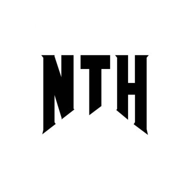 Teknoloji şirketi için NTH harfli logo tasarımı. NTH logo tasarımı siyah ve beyaz renk kombinasyonu. NTH logosu, NTH vektörü, NTH dizaynı, NTH simgesi, NTH alfabesi. NTH tipografi logosu tasarımı