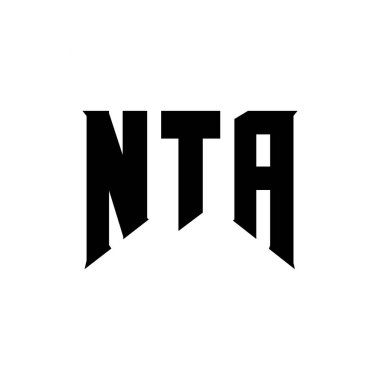 Teknoloji şirketi için NTA mektup logosu tasarımı. NTA logo tasarımı siyah ve beyaz renk kombinasyonu. NTA logosu, NTA vektörü, NTA tasarımı, NTA simgesi, NTA alfabesi. NTA tipografi logosu tasarımı