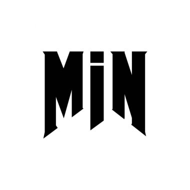 Teknoloji şirketi için MIN mektup logosu tasarımı. MIN logo tasarımı siyah-beyaz renk kombinasyonu. MIN logosu, MIN vektörü, MIN tasarımı, MIN simgesi, MIN alfabesi. MIN tipografi logosu tasarımı
