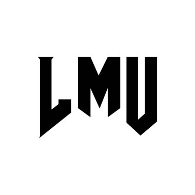 Teknoloji şirketi için LMU mektup logosu tasarımı. LMU logo tasarımı siyah-beyaz renk kombinasyonu. LMU logosu, LMU vektörü, LMU tasarımı, LMU simgesi, LMU alfabesi. LMU tipografi logosu tasarımı
