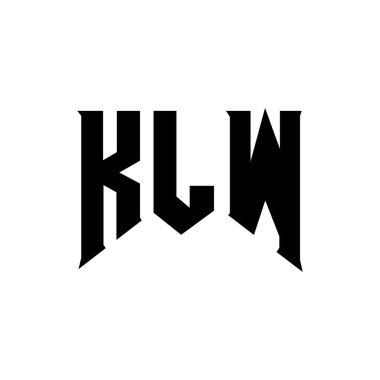 Teknoloji şirketi için KLW harf logosu tasarımı. KLW logo tasarımı siyah ve beyaz renk kombinasyonu. KLW logosu, KLW vektörü, KLW tasarımı, KLW simgesi, KLW alfabesi. KLW tipografi logo tasarımı