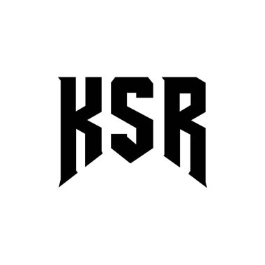 Teknoloji şirketi için KSR harf logosu tasarımı. KSR logo tasarımı siyah ve beyaz renk kombinasyonu. KSR logosu, KSR vektörü, KSR tasarımı, KSR simgesi, KSR alfabesi. KSR tipografi logosu tasarımı