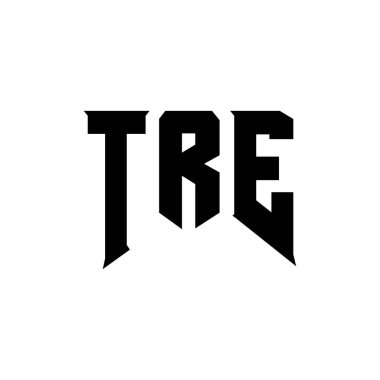 Teknoloji şirketi için TRE mektup logosu tasarımı. TRE logo tasarımı siyah ve beyaz renk kombinasyonu. TRE logosu, TRE vektörü, TRE tasarımı, TRE simgesi, TRE alfabesi. TRE tipografi logosu tasarımı
