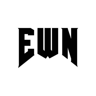 Teknoloji şirketi için EWN harf logosu tasarımı. EWN logo tasarımı siyah ve beyaz renk kombinasyonu. EWN logosu, EWN vektörü, EWN tasarımı, EWN simgesi, EWN alfabesi. EWN tipografi logosu tasarımı