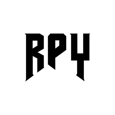 Teknoloji şirketi için RPY mektup logosu tasarımı. RPY logo tasarımı siyah ve beyaz renk kombinasyonu. RPY logosu, RPY vektörü, RPY tasarımı, RPY simgesi, RPY alfabesi. RPY tipografi logosu tasarımı