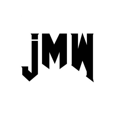 Teknoloji şirketi için JMW mektup logosu tasarımı. JMW logo tasarımı siyah ve beyaz renk kombinasyonu. JMW logosu, JMW vektörü, JMW tasarımı, JMW simgesi, JMW alfabesi. JMW tipografi logosu tasarımı