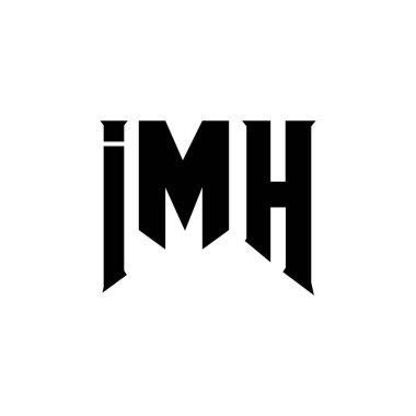 Teknoloji şirketi için IMH mektup logosu tasarımı. IMH logo tasarımı siyah ve beyaz renk kombinasyonu. IMH logosu, IMH vektörü, IMH tasarımı, IMH simgesi, IMH alfabesi. IMH tipografi logo tasarımı