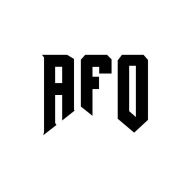 Teknoloji şirketi için AFO mektup logosu tasarımı. AFO logo tasarımı siyah ve beyaz renk kombinasyonu. AFO logosu, AFO vektörü, AFO tasarımı, AFO simgesi, AFO alfabesi. AFO tipografi logosu tasarımı.