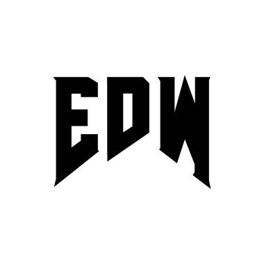 Teknoloji şirketi için EDW harf logosu tasarımı. EDW logo tasarımı siyah ve beyaz renk kombinasyonu. EDW logosu, EDW vektörü, EDW tasarımı, EDW simgesi, EDW alfabesi. EDW tipografi logosu tasarımı