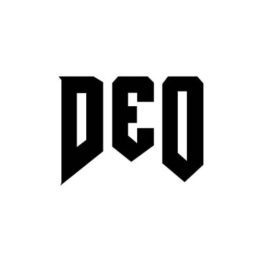 Teknoloji şirketi için DEO mektup logosu tasarımı. DEO logosu siyah-beyaz renk kombinasyonu tasarladı. DEO logosu, DEO vektörü, DEO tasarımı, DEO simgesi, DEO alfabesi. DEO tipografi logosu tasarımı