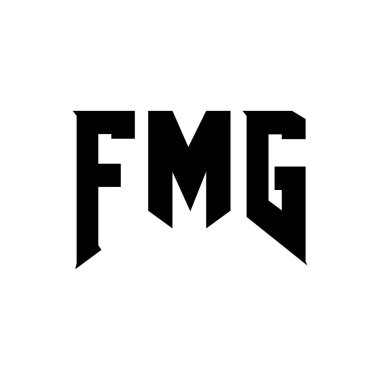 Teknoloji şirketi için FMG harf logosu tasarımı. FMG logo tasarımı siyah ve beyaz renk kombinasyonu. FMG logosu, FMG vektörü, FMG tasarımı, FMG simgesi, FMG alfabesi. FMG tipografi logosu tasarımı