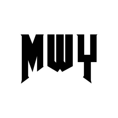 Teknoloji şirketi için MWY mektup logosu tasarımı. MWY logo tasarımı siyah ve beyaz renk kombinasyonu. MWY logosu, MWY vektörü, MWY tasarımı, MWY simgesi, MWY alfabesi. MWY tipografi logosu tasarımı