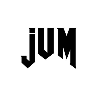 Teknoloji şirketi için JUM mektup logosu tasarımı. JUM logo tasarımı siyah ve beyaz renk kombinasyonu. JUM logosu, JUM vektörü, JUM tasarımı, JUM simgesi, JUM alfabesi. JUM tipografi logosu tasarımı