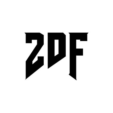 ZDF letter logo design for technology company. ZDF logo design black and white color combination. ZDF logo, ZDF vector, ZDF design, ZDF icon, ZDF alphabet. ZDF typography logo design clipart