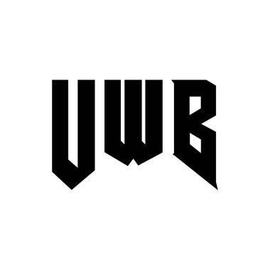 Teknoloji şirketi için UWB mektup logosu tasarımı. UWB logo tasarımı siyah ve beyaz renk kombinasyonu. UWB logosu, UWB vektörü, UWB tasarımı, UWB simgesi, UWB alfabesi. UWB tipografi logosu tasarımı