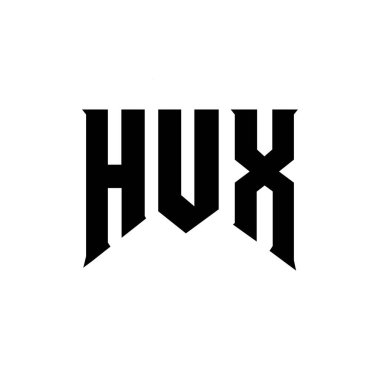 Teknoloji şirketi için HUX harf logosu tasarımı. HUX logo tasarımı siyah ve beyaz renk kombinasyonu. HUX logosu, HUX vektörü, HUX tasarımı, HUX simgesi, HUX alfabesi. HUX tipografi logosu tasarımı