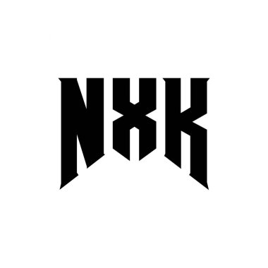 NXK letter logo design for technology company. NXK logo design black and white color combination. NXK logo, NXK vector, NXK design, NXK icon, NXK alphabet. NXK typography logo design clipart