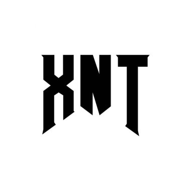 Teknoloji şirketi için XNT harf logosu tasarımı. XNT logo tasarımı siyah ve beyaz renk kombinasyonu. XNT logosu, XNT vektörü, XNT dizaynı, XNT simgesi, XNT alfabesi. XNT tipografi logosu tasarımı