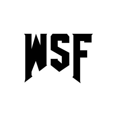 Teknoloji şirketi için WSF mektup logosu tasarımı. WSF logo tasarımı siyah ve beyaz renk kombinasyonu. WSF logosu, WSF vektörü, WSF tasarımı, WSF simgesi, WSF alfabesi. WSF tipografi logosu tasarımı