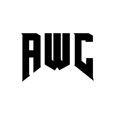 Teknoloji şirketi için AWC mektup logosu tasarımı. AWC logo tasarımı siyah ve beyaz renk kombinasyonu. AWC logosu, AWC vektörü, AWC tasarımı, AWC simgesi, AWC alfabesi. AWC tipografi logosu tasarımı.