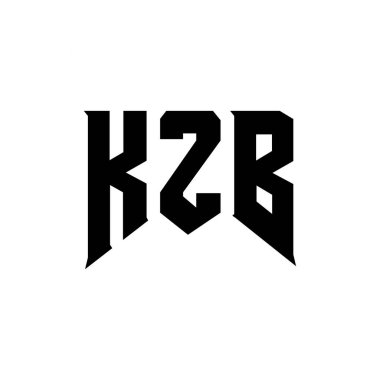 Teknoloji şirketi için KZB harf logosu tasarımı. KZB logo tasarımı siyah ve beyaz renk kombinasyonu. KZB logosu, KZB vektörü, KZB tasarımı, KZB simgesi, KZB alfabesi. KZB tipografi logosu tasarımı