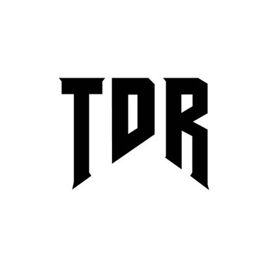 TDR letter logo design for technology company. TDR logo design black and white color combination. TDR logo, TDR vector, TDR design, TDR icon, TDR alphabet. TDR typography logo design clipart