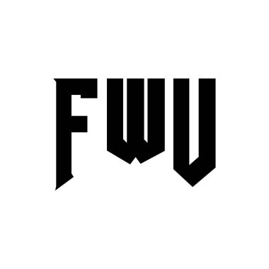 FWU letter logo design for technology company. FWU logo design black and white color combination. FWU logo, FWU vector, FWU design, FWU icon, FWU alphabet. FWU typography logo design clipart