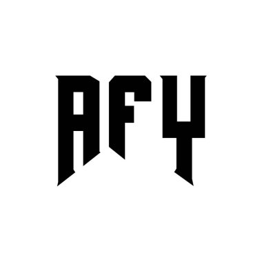 Teknoloji şirketi için AFY mektup logosu tasarımı. AFY logo tasarımı siyah ve beyaz renk kombinasyonu. AFY logosu, AFY vektörü, AFY tasarımı, AFY simgesi, AFY alfabesi. AFY tipografi logosu tasarımı.