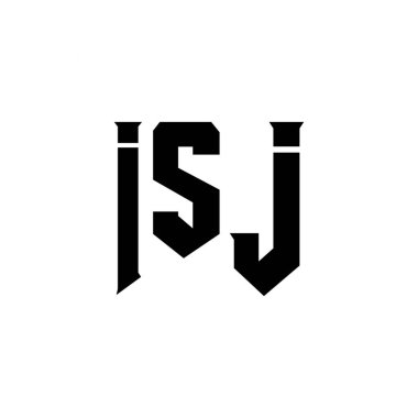 Teknoloji şirketi için ISJ mektup logosu tasarımı. ISJ logo tasarımı siyah ve beyaz renk kombinasyonu. ISJ logosu, ISJ vektörü, ISJ tasarımı, ISJ simgesi, ISJ alfabesi. ISJ tipografi logosu tasarımı
