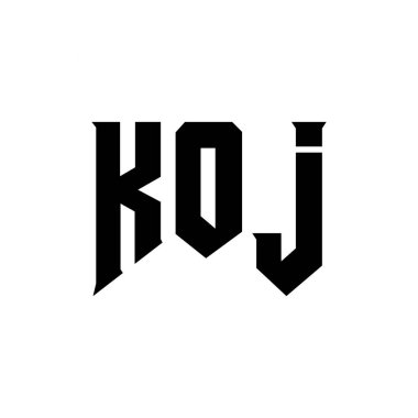 KOJ letter logo design for technology company. KOJ logo design black and white color combination. KOJ logo, KOJ vector, KOJ design, KOJ icon, KOJ alphabet. KOJ typography logo design clipart