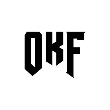 Teknoloji şirketi için OKF mektup logosu tasarımı. OKF logo tasarımı siyah ve beyaz renk kombinasyonu. OKF logosu, OKF vektörü, OKF tasarımı, OKF simgesi, OKF alfabesi. OKF tipografi logosu tasarımı